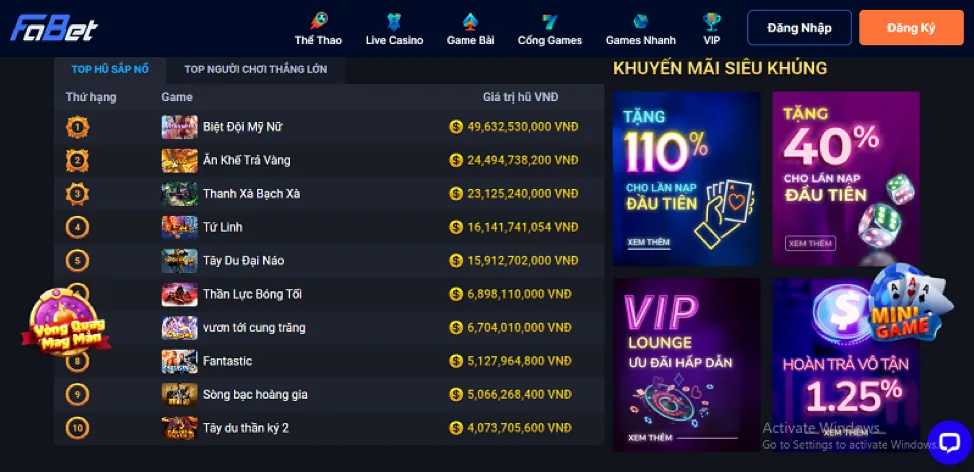 Khuyến mãi chào mừng Gamvip